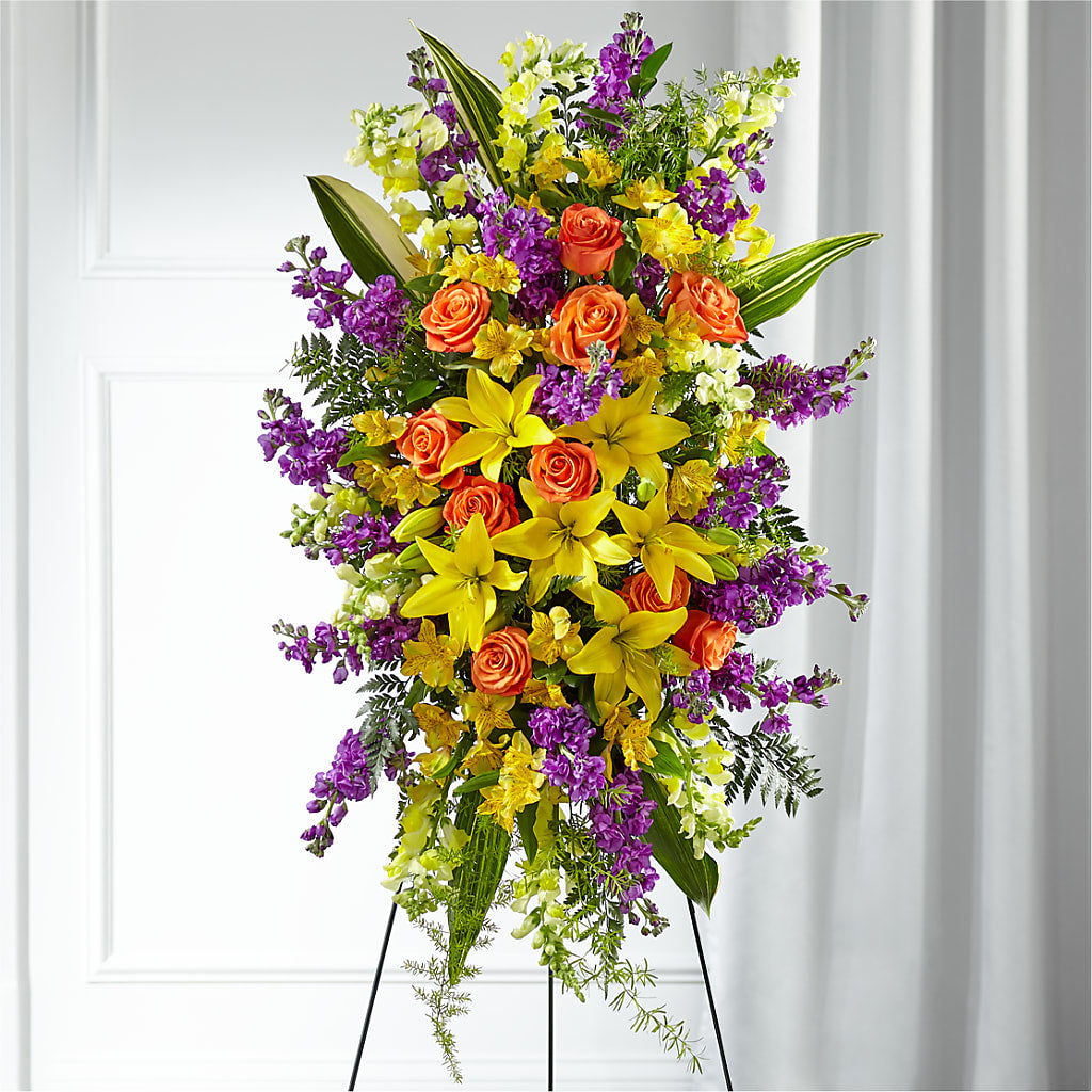 Thoughtful Prayers Standing Spray – The Colonial Florist And Gift Shop, Huntingdon PA