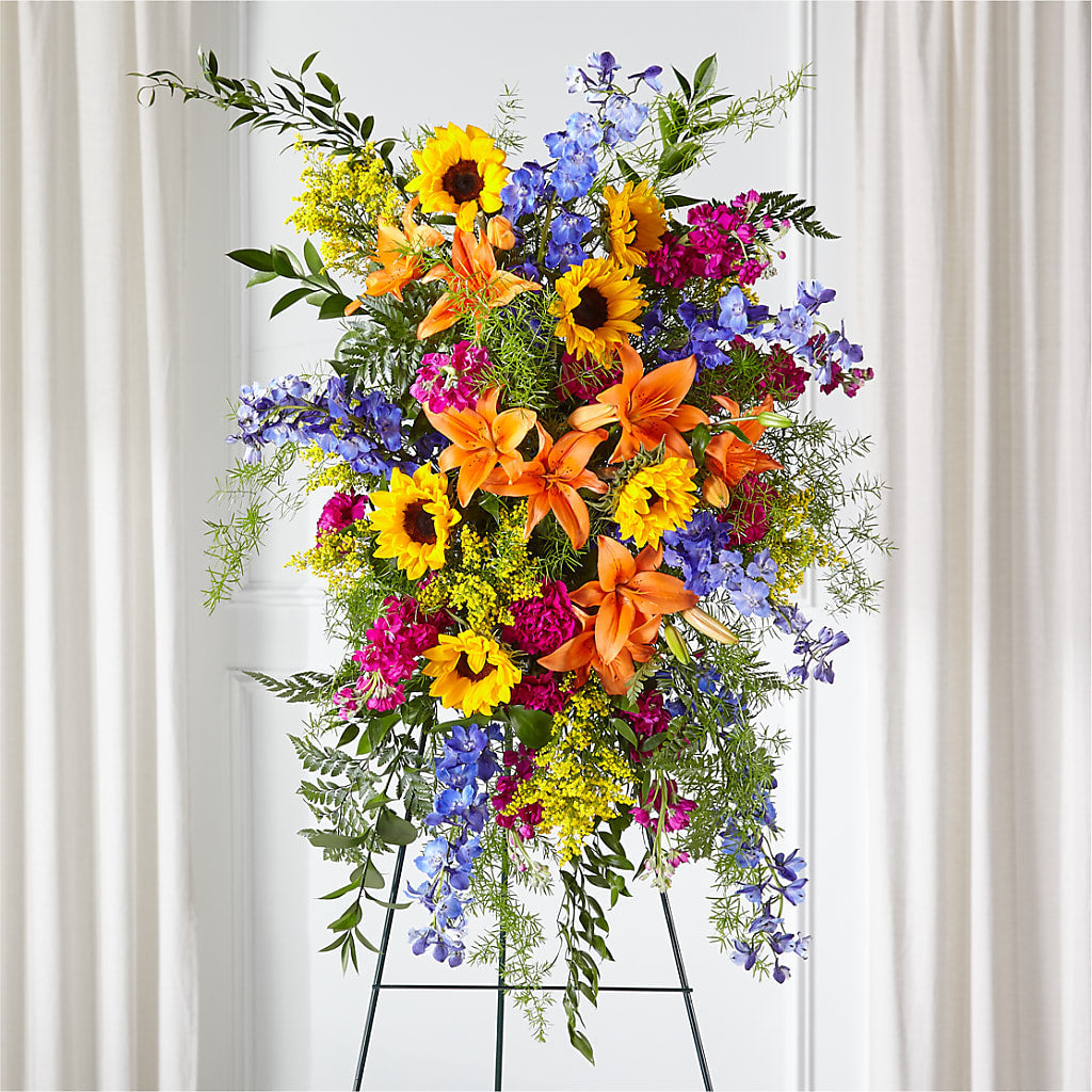Sunlit Memories Standing Spray (Standard) – The Colonial Florist And Gift Shop, Huntingdon PA