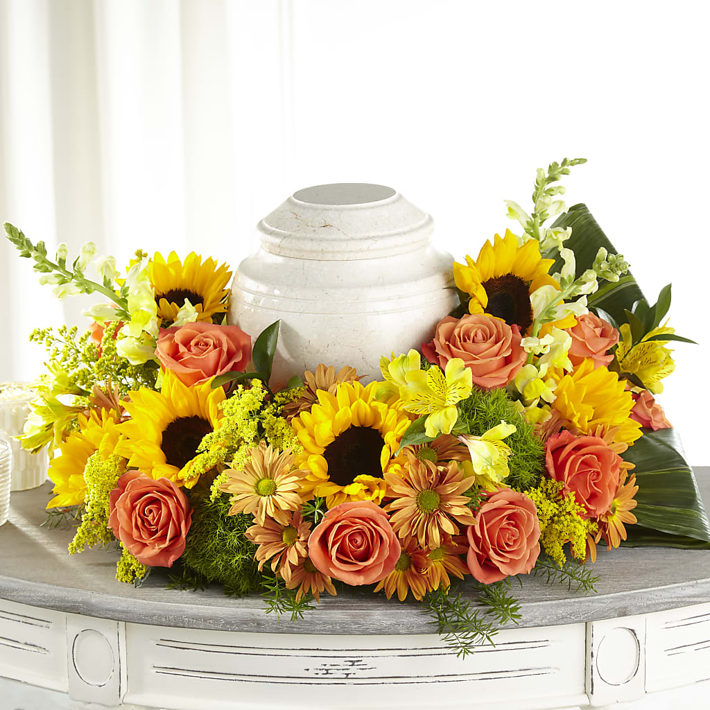 Faithful Sunflower Cremation Adornment – The Colonial Florist And Gift Shop, Huntingdon PA