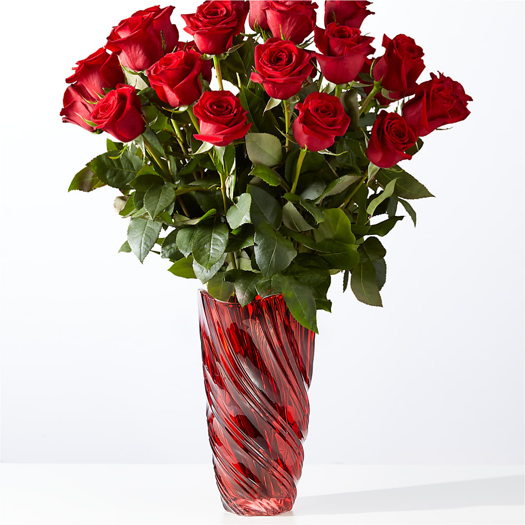 Classic Love Red Rose Bouquet with Luxe Swirl Vase – The Colonial Florist And Gift Shop, Huntingdon PA