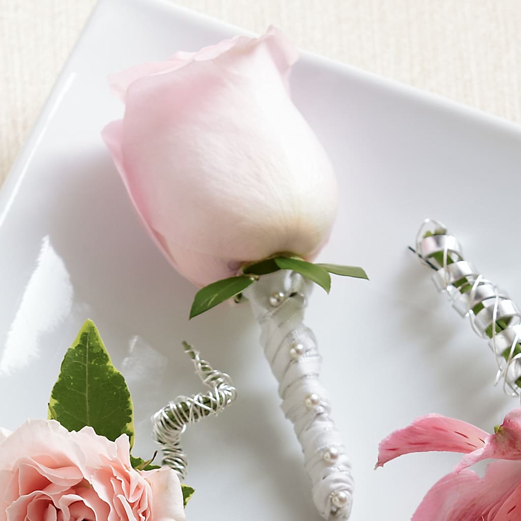 Pink Rose Boutonniere – The Colonial Florist And Gift Shop, Huntingdon PA