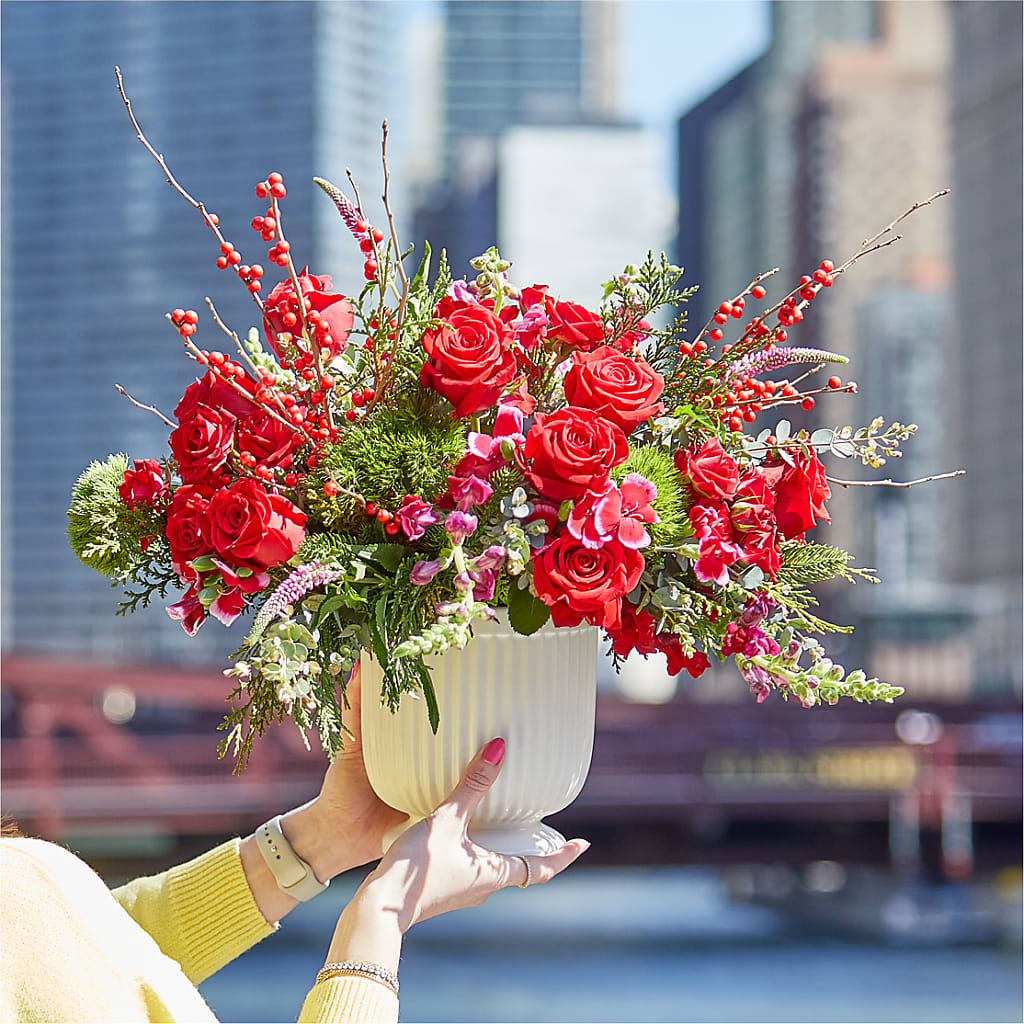 Big Red Bow Bouquet –  The Colonial Florist And Gift Shop, Huntingdon PA