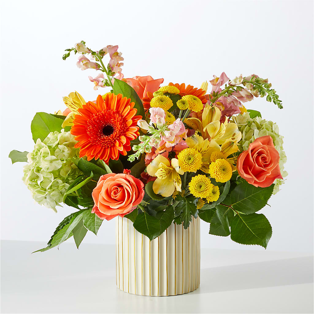 Autumn Sunshine Bouquet with Ivory Vase –  The Colonial Florist And Gift Shop, Huntingdon PA
