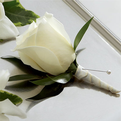 White Rose Boutonniere –  The Colonial Florist And Gift Shop, Huntingdon PA